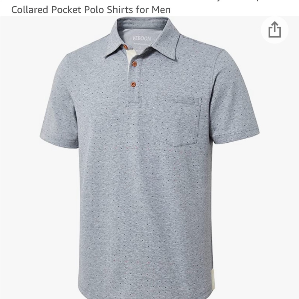 Grey polo shirt, polka dots